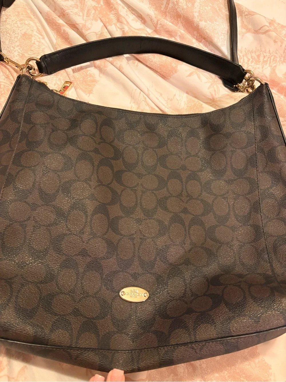 Coach Brown Signature Canvas Shoulder Bag with additional strap